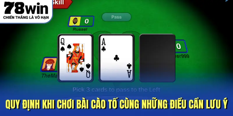Quy định khi chơi bài cào tố cùng những điều cần lưu ý